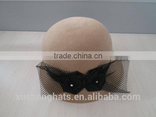 best selling cloche hat with black lace flower
