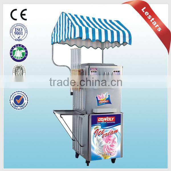 Soft ice cream machine /Double flat round pans fry roll ice cream machine