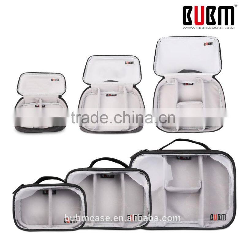 BUBM Clear PVC Portable zipper Digital Storage Bag with Three-piece