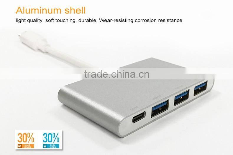 type c to usb hub adapter charging port USB 3.1 Type C HUB Male to Multiple 4 Type-A 3.0 Hub Adapter