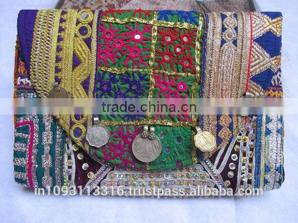 Indian hand embroidered Vintage banjara Envelop Clutch Bag indian ethnic clutch bag