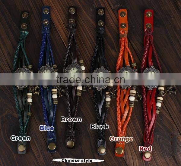 World Fashion Ladies Vintage Cow Leather Bracelet Watches For Girls