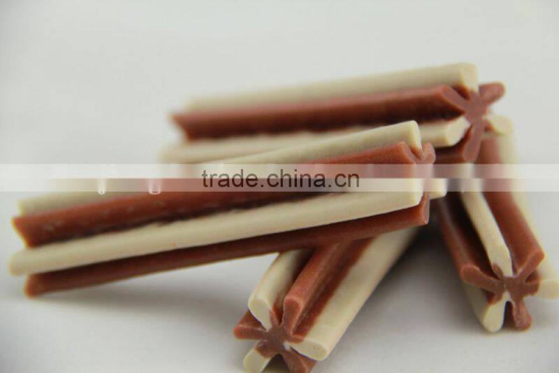 marine salt (two-tone straight hexagonal natural dog chewing bone)