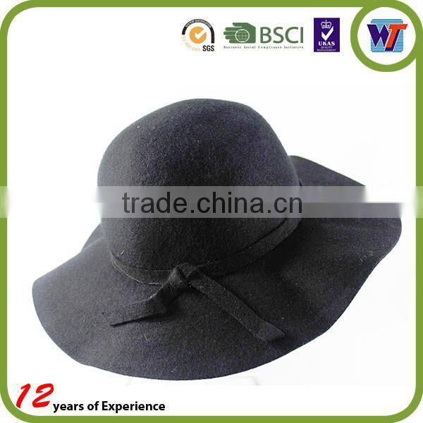 High Quality Pure Colour Design Wool Cap Felt Sombrero Hats With Silk Ribbon