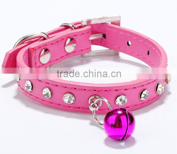 soft PU small bell custom metal chain dog collar dog collar PU chains01