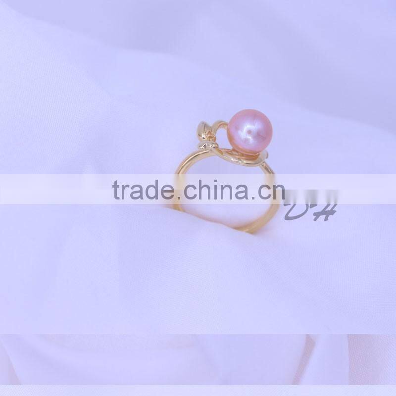 round shape new design pearl finger ring with natural cultured freshwater pearl