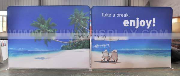 Promotion banner curve straight aluminium tension fabric store display