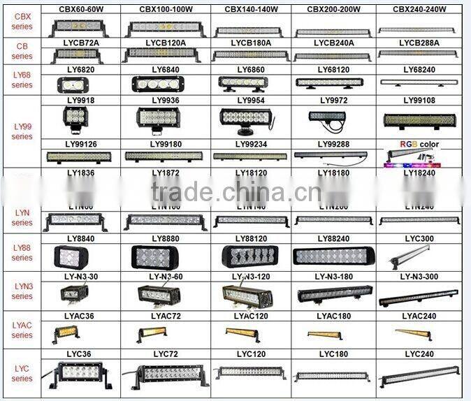 wholesale ! 288w c-ree led curved light bar with Amber white strobe function