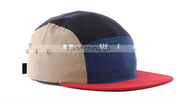 Muti-colour blank snap back hats 5 panel flat brim nylon 5 panel flat hat