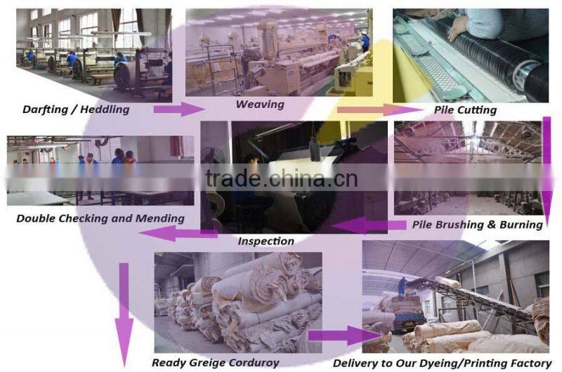 Soft hand feeling flocking cordoury design fabric