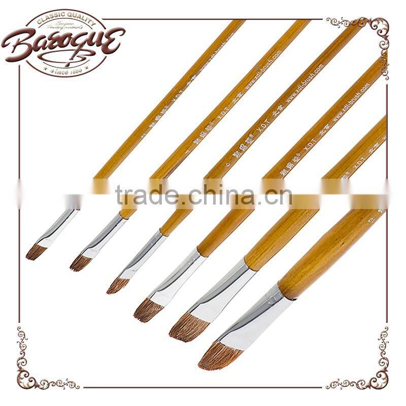 Hot sale 6pcs filbert wooden handle horse hair bristle professional artist oil painting brush set for artist oil painting