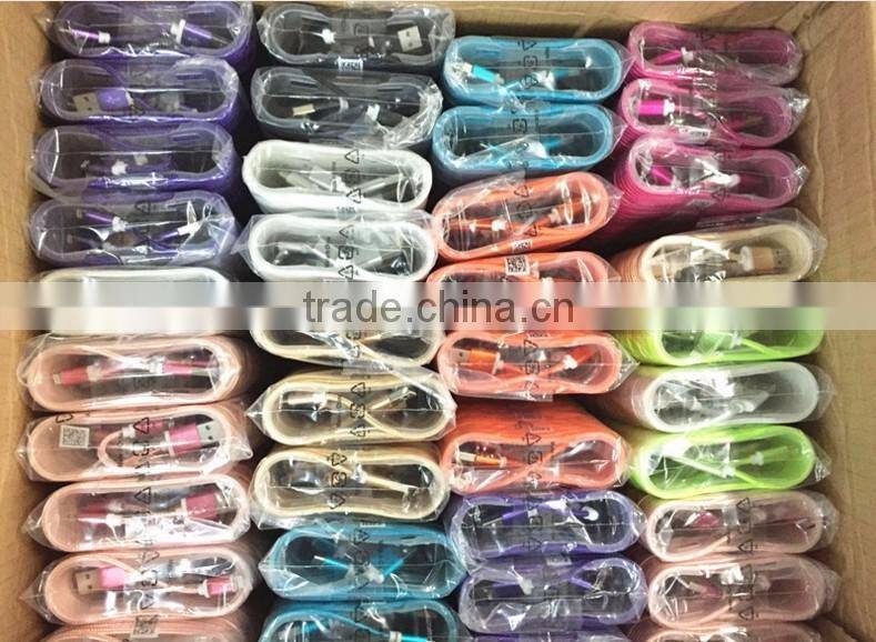 Metal Nylon Woven USB Cable with blister for I6 phone cable OD 3.5mm