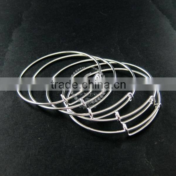 69mm diameter silver plated brass simple wiring bracelet for beading 1900099