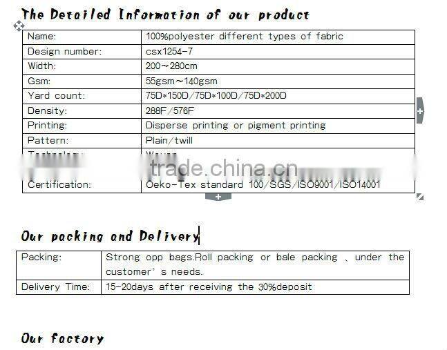 printed or dyed pongee fabric