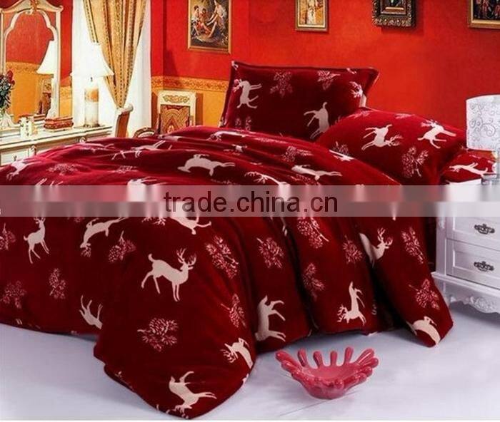 China manufacturer Christmas Reindeer printed flannel fleece thermal blanket