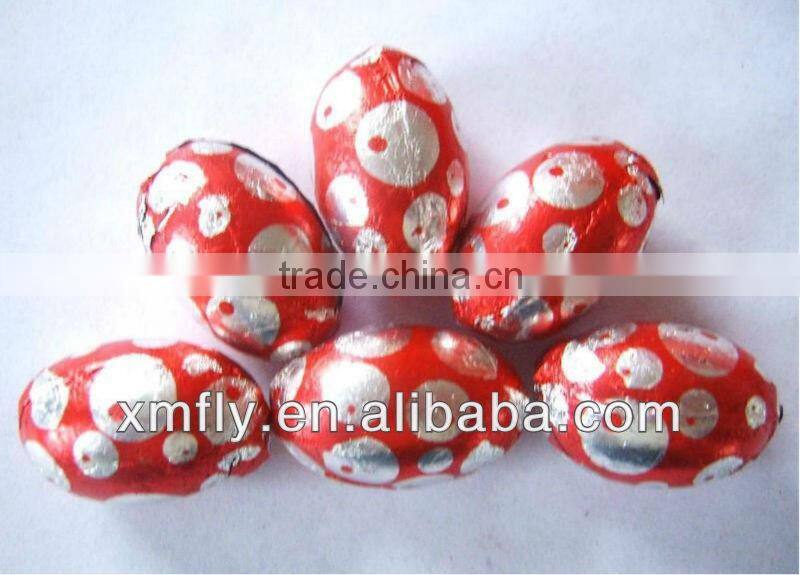 Sliver paper wrapped easter eggs shape compound chocolate candy
