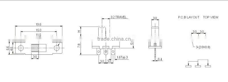 SS-12F15(1P2T) 1p2t mini slide switch