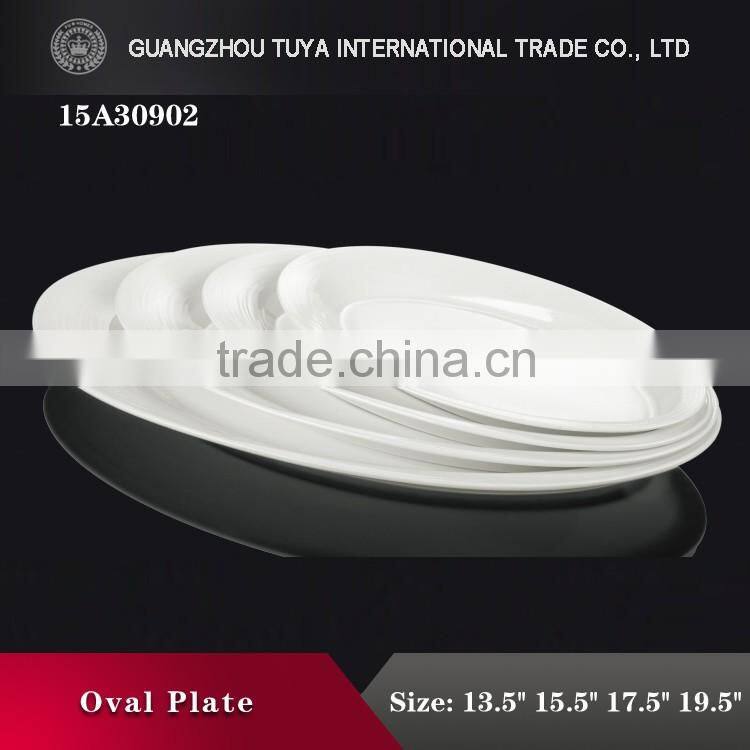 Hot sale cheap stock ceramic oval plate.