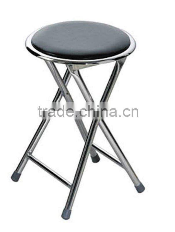 Round Folding Stool Seat in Black Purple and White Soft Padded Foldable Chair
