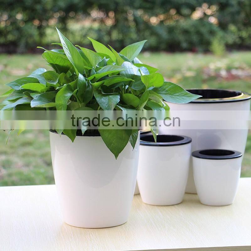 round colorful self watering flower pot