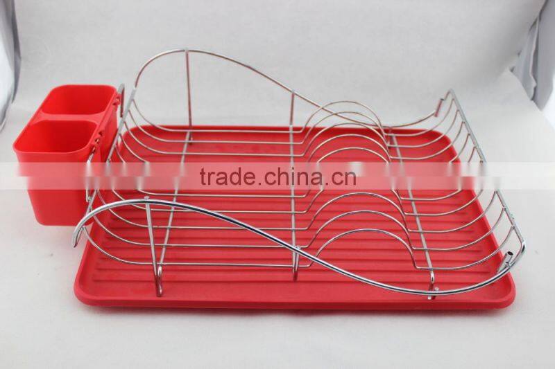 Metal Dish Rack With Plastic Tray
