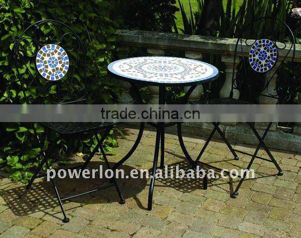 Elegant Outdoor Decorative Mosaic Ceramic Leaf Design Table and Chair Set