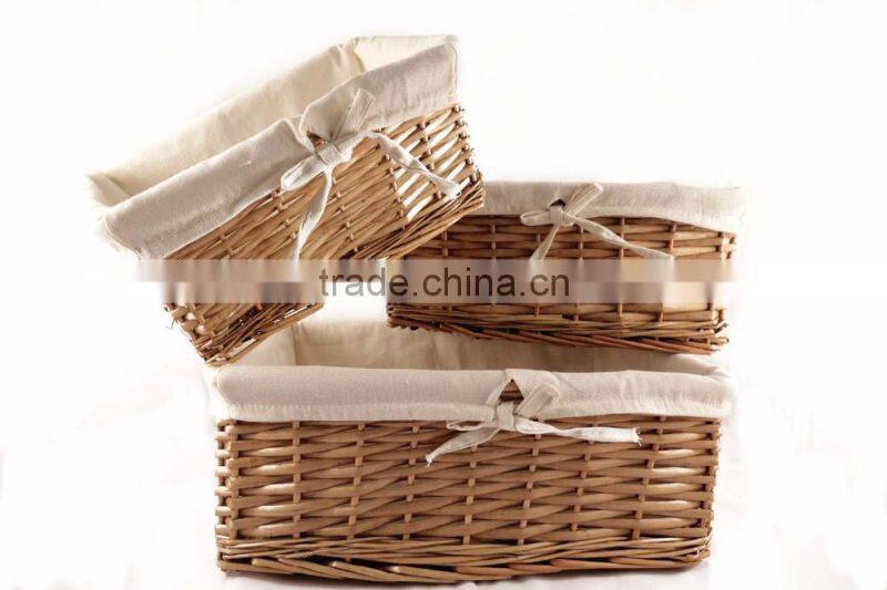 Rectangular Honey Wicker Storage basket Willow Wicker Hamper Storage Basket-With Cream Linning