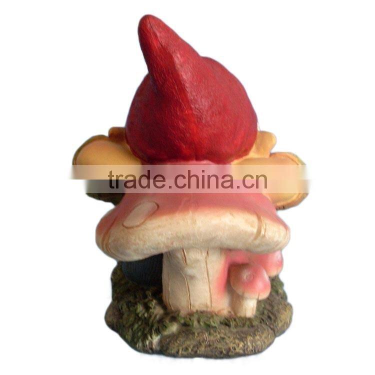 Popular cute resin gnome/elf/dwarf garden statues with mushroom