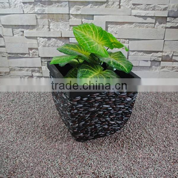 Wholesale curved square pebbles fiberglass decorating flower pots