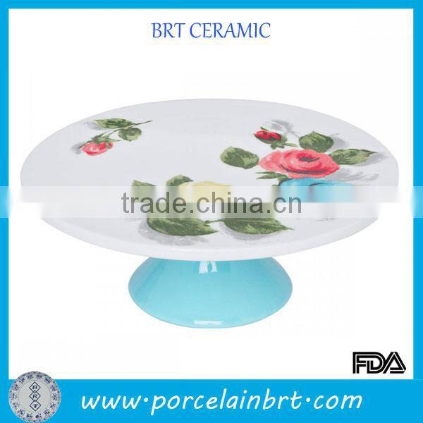 Elegant roses round ceramic wholesale cake stands