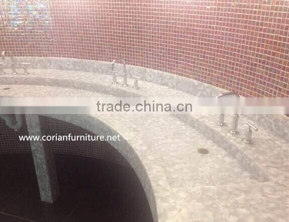 red corian made big size wall hung bathroom basin