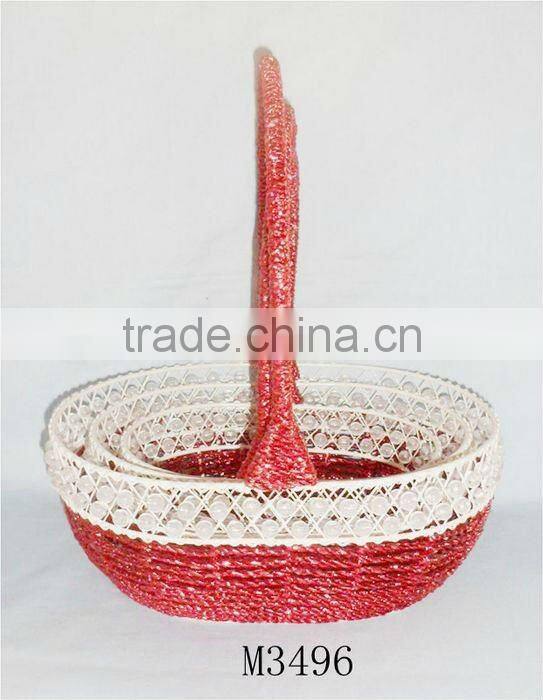 Set of Three Rectangle Iron Silver string fruit gift basket