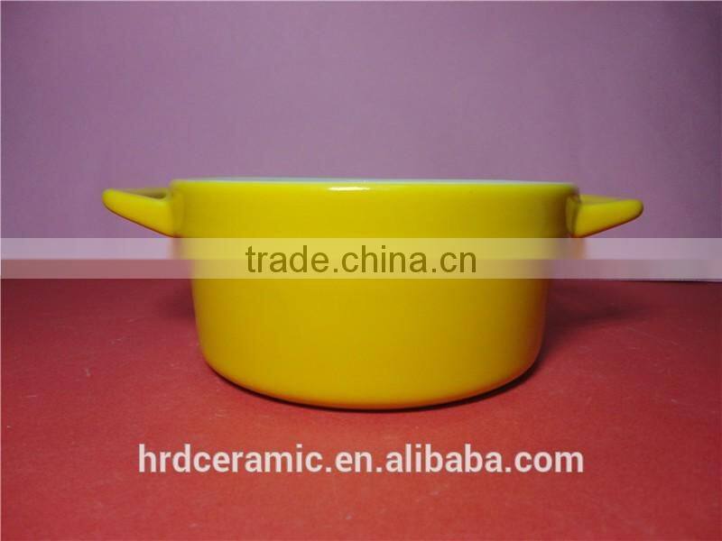 Stocked korean style colorful yellow high ceramic soup pot
