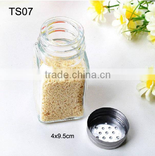 mini square clear glass salt packaging bottle