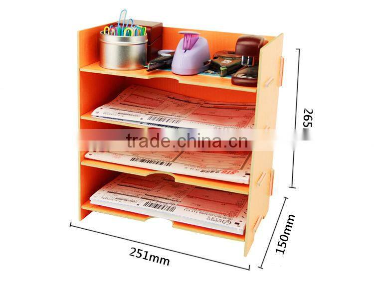 Office File Organizer, Wooden 4-Trays