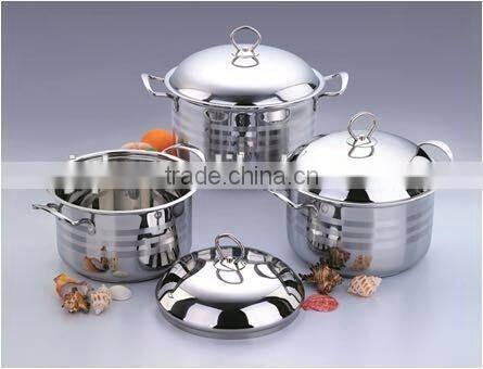 Large size stainless steel cookware set with metal lid