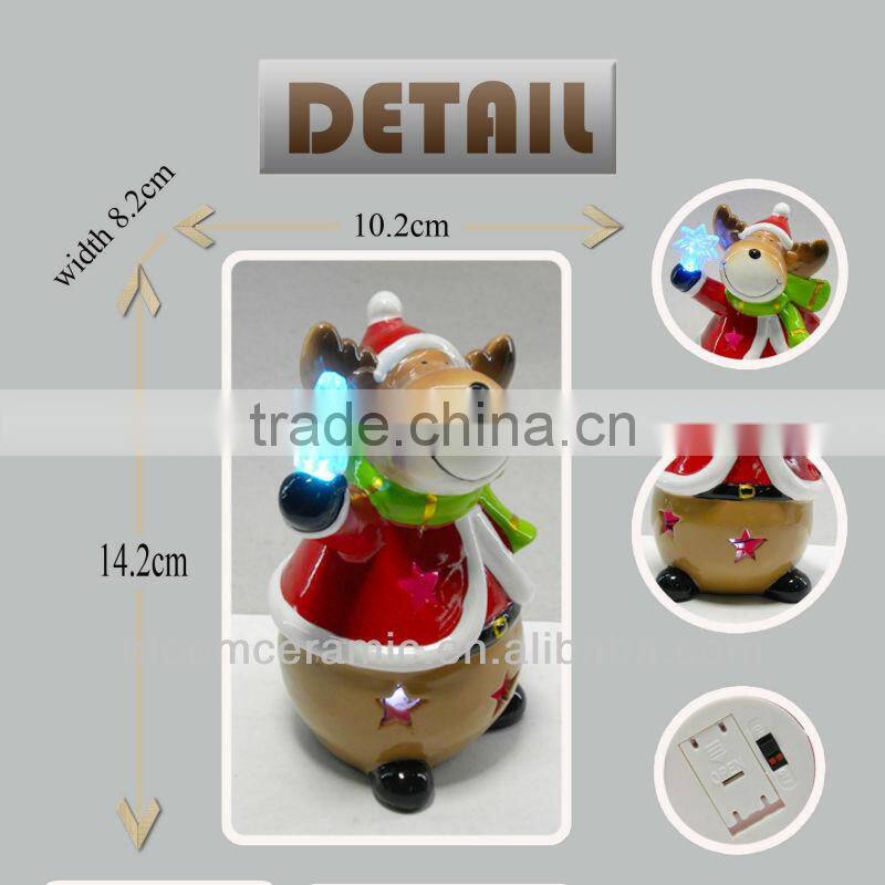 LED light ceramic indoor christmas decorations reindeer