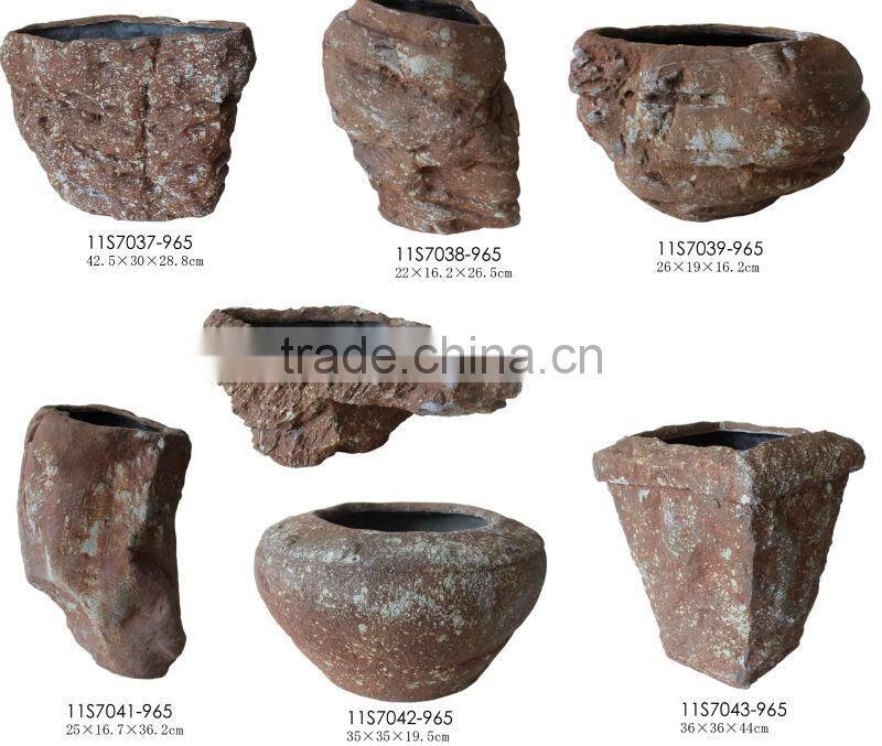 sandstone rock shape flower pots rusty finish planter wholesale planter