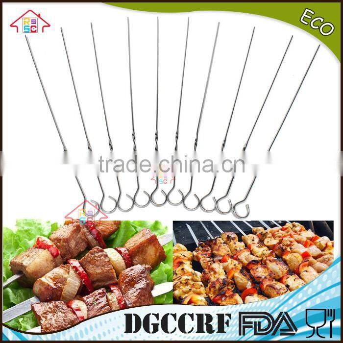 NBRSC set of 10 Stainless Steel BBQ Barbecue Skewers Needle Utensil Fork Kebab Kabob Stick