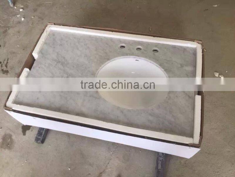 New Package Granite Vanity Top Carrara white with Ceramic Sink