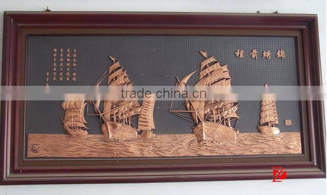 home hanging wall decor reliefs in bronze with boat sailing