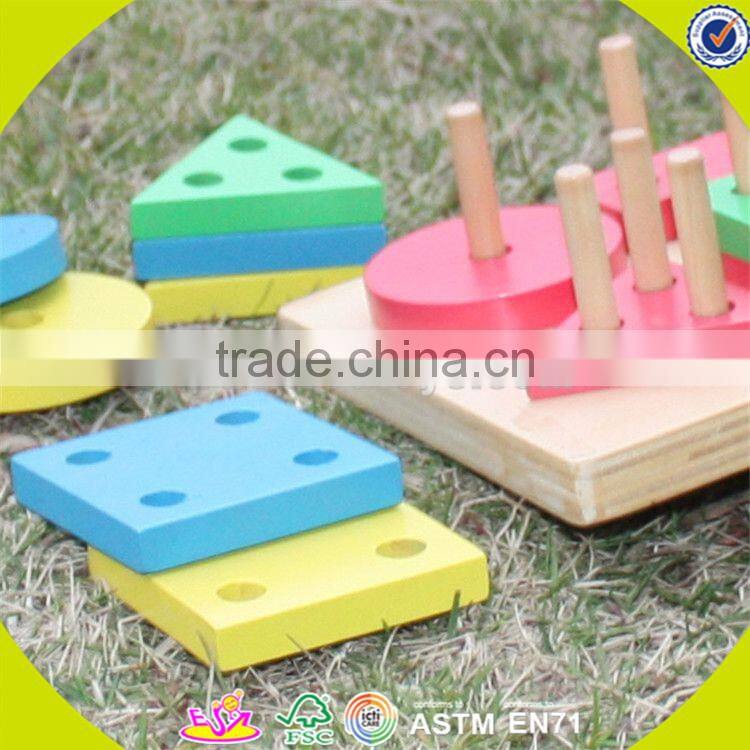 Wholesale funny kids wooden shape sorter blocks stacking toy hot sale toddler wooden blocks toy toy W13D107