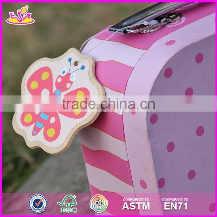 2017 Best sale lovely pink children wooden toy box for sale W08C171-S