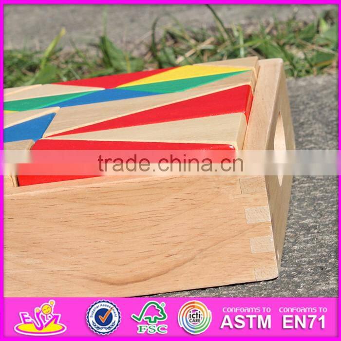 2017 new design 18 pieces educational wooden kids building blocks with box W13A115
