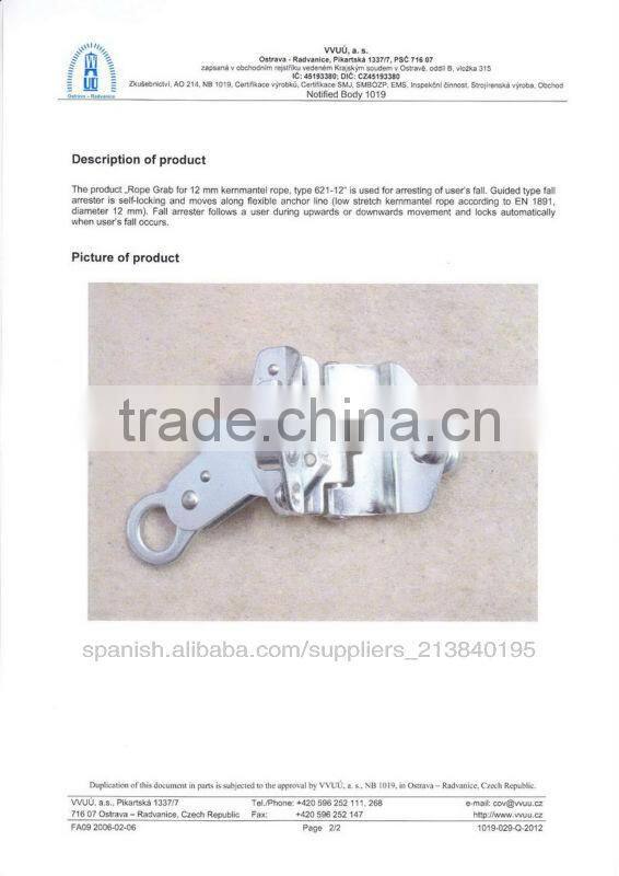 606-12 For synthetic rops steel 12mm component fall arrest system rop grab