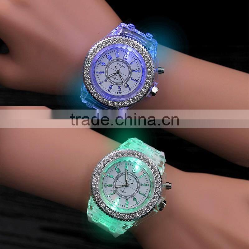high quality free sample unisex led light watch colorful silicone strap wristwatch