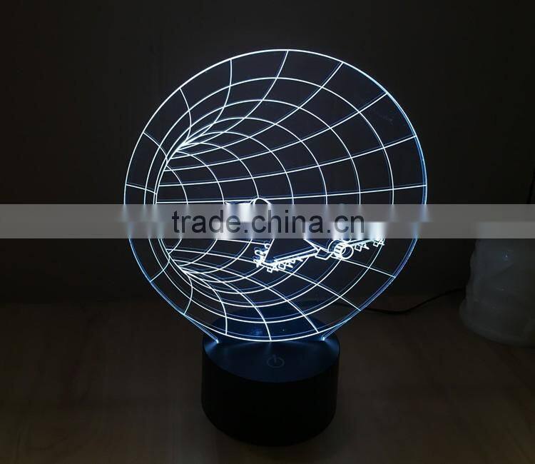 2016 creative colorful touch panel round base colorful USB 3D acrylic lamp led night light for Christmas