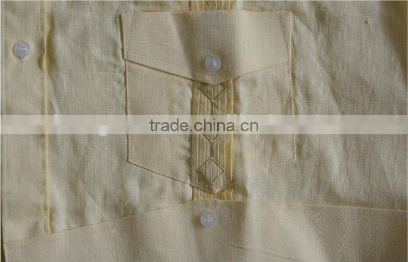 Men's 100% cotton Guayabera shirt with pintuck and embroidery