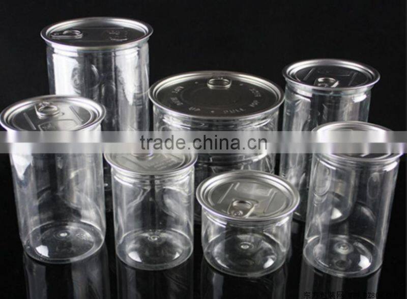 China made empty cans,plastic bottles,plastic easy open can,PET easy open can for dry food, nuts,candies, plastic jar