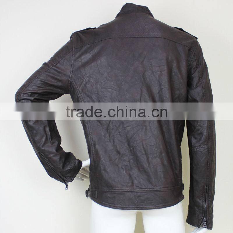 2014 New Fashion Mens Leather Motorcycle Jacket